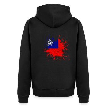 Taiwan Splash Vintage - Unisex Premium Bio Zip Hoodie - Schwarz - Hinten - Nico (187cm)