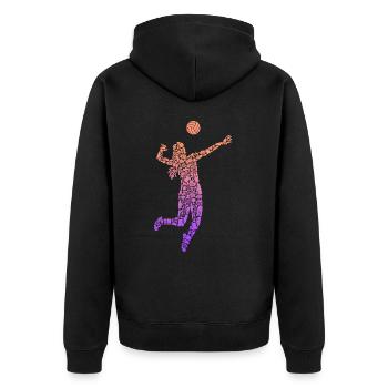 Volleyball Symbole Frauen Mädchen Volleyballerin - Unisex Premium Bio Zip Hoodie - Schwarz - Hinten - Nico (187cm)