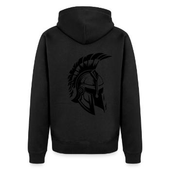 Spartaner Helm Gladiator Sparta - Unisex Premium Bio Zip Hoodie - Schwarz - Hinten - Nico (187cm)