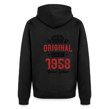 1958 Limited Edition - Unisex Premium Organic Zip Hoodie - black - Back - Nico (187cm)