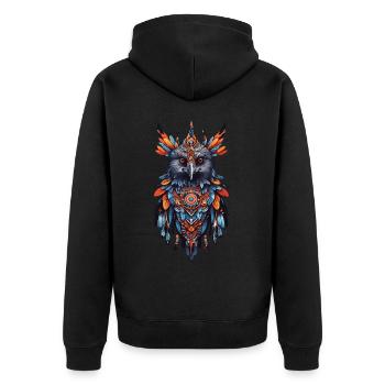 Raven Bohemian Feather & Magic Spirit Bird Design - Veste à capuche bio Premium Unisexe - noir - Dos - Nico (187cm)