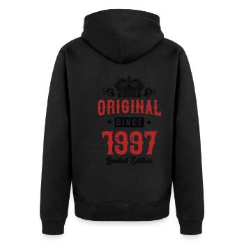 1997 limited edition - Unisex Premium Bio Zip Hoodie - Schwarz - Hinten - Nico (187cm)
