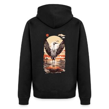 Grue Ukiyo-E Tradition Japon & Beauté - Veste à capuche bio Premium Unisexe - noir - Dos - Nico (187cm)