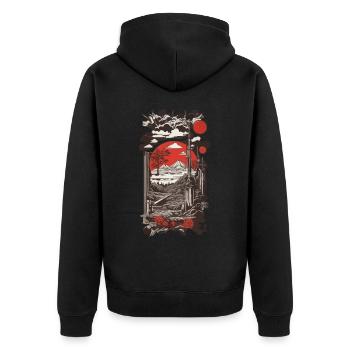 Japan Pop Art Retro & Aesthetic Collage - Unisex Premium Organic Zip Hoodie - black - Back - Nico (187cm)