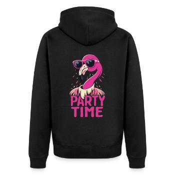 Flamingo Party Time - Plaisir, plumes et célébrations - Veste à capuche bio Premium Unisexe - noir - Dos - Nico (187cm)
