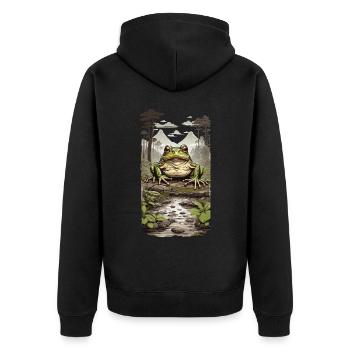 Frosch im Tropischen Regenwald Urwald Design - Unisex Premium Bio Zip Hoodie - Schwarz - Hinten - Nico (187cm)