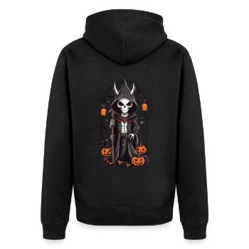 Halloween Squelette Druide Magie - Veste à capuche bio Premium Unisexe - noir - Dos - Nico (187cm)