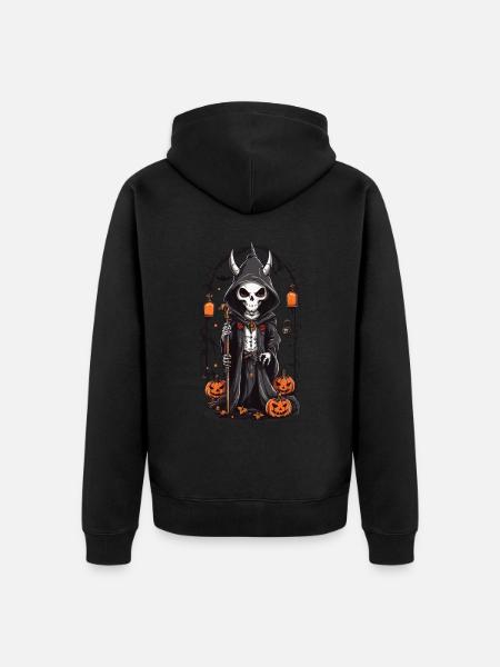 Halloween Skeleton Druid Magic - Unisex Premium Organic Zip Hoodie - black