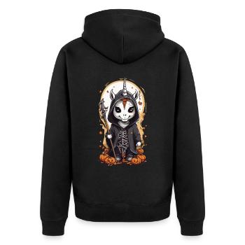 Magisches Halloween Einhorn Zauberer Gothic Stil - Unisex Premium Bio Zip Hoodie - Schwarz - Hinten - Nico (187cm)