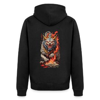 Feu Yokai Lion Vintage Ukiyo-e Art Style - Veste à capuche bio Premium Unisexe - noir - Dos - Nico (187cm)