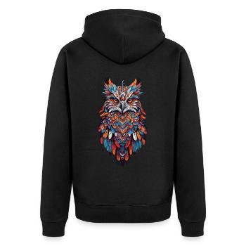 Hibou Mandala Animal chaman plume Design - Veste à capuche bio Premium Unisexe - noir - Dos - Nico (187cm)