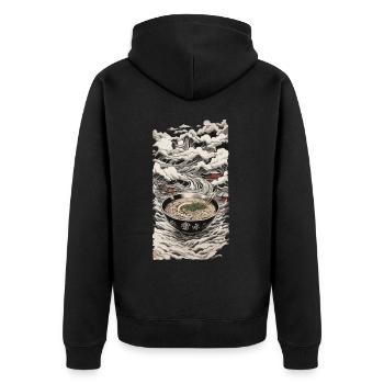 Japan Ukiyo-E Ramen Streetwear Retro Design - Unisex Premium Organic Zip Hoodie - black - Back - Nico (187cm)