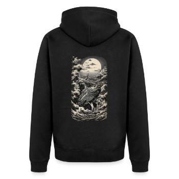 Japan Wave Kanagawa pêche à la ligne Ukiyo-E Style - Veste à capuche bio Premium Unisexe - noir - Dos - Nico (187cm)