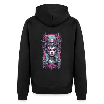 Gothic Witch Demon E-Girl Occult Magic Design - Unisex Premium Organic Zip Hoodie - black - Back - Nico (187cm)
