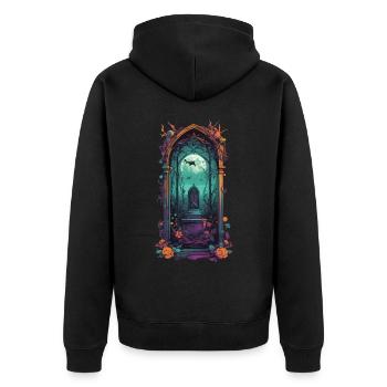 Cimetière gothique Vintage Pastel Goth Design - Veste à capuche bio Premium Unisexe - noir - Dos - Nico (187cm)