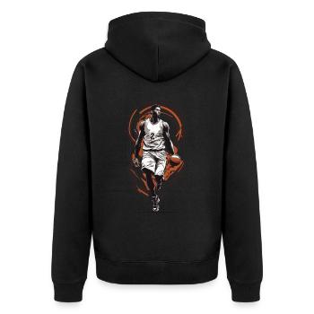 Basketball Dribbling Aesthetic Player Streetwear - Unisex Premium Bio Zip Hoodie - Schwarz - Hinten - Nico (187cm)
