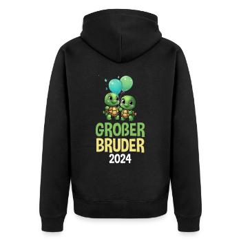 Ich Werde Großer Bruder 2024 Schildkröte Baby - Unisex Premium Bio Zip Hoodie - Schwarz - Hinten - Nico (187cm)