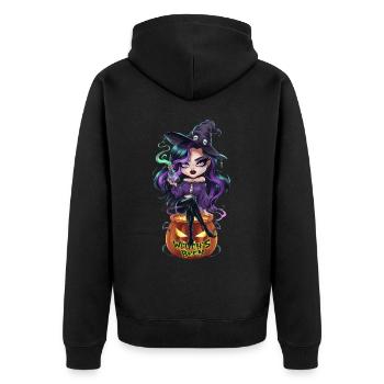I'm Cute But Witchy für einen Halloween Liebhaber - Unisex Premium Bio Zip Hoodie - Schwarz - Hinten - Nico (187cm)