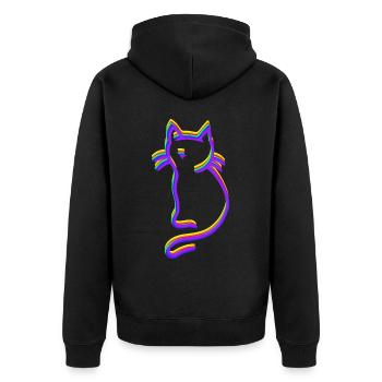 LGBT Regenbogen Katze - Unisex Premium Bio Zip Hoodie - Schwarz - Hinten - Nico (187cm)