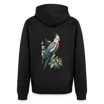 Nymphensittich für einen Nymphensittich Besitzer - Unisex Premium Bio Zip Hoodie - Schwarz - Hinten - Nico (187cm)