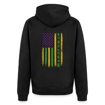 Mardi Gras - Drapeau US - Costume - Cadeau - Veste à capuche bio Premium Unisexe - noir - Dos - Nico (187cm)