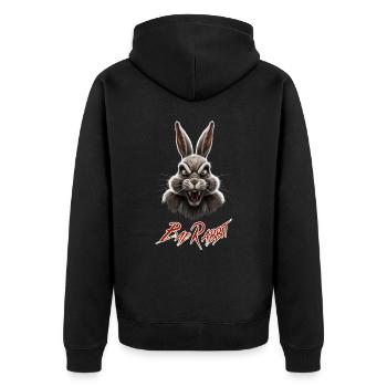 Bad Rabbit - cooles lustiges Hasen Fun Motiv - Unisex Premium Bio Zip Hoodie - Schwarz - Hinten - Nico (187cm)
