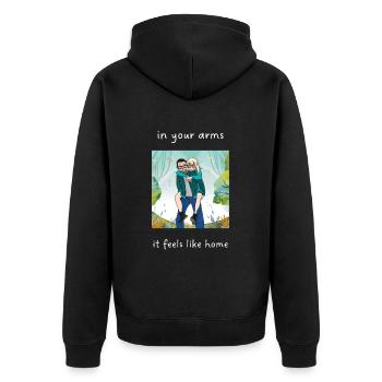 Home white - Unisex Premium Bio Zip Hoodie - Schwarz - Hinten - Nico (187cm)