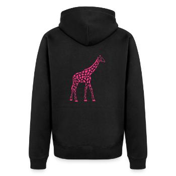 Couleur Rose Girafe Afrique Savannah Motif Design - Veste à capuche bio Premium Unisexe - noir - Dos - Nico (187cm)