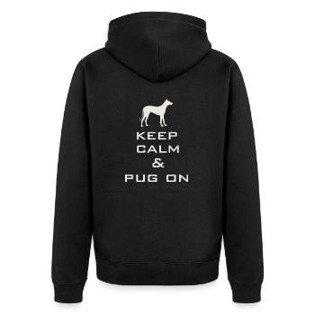 Restez calme et carlin - Veste à capuche bio Premium Unisexe - noir - Dos - Nico (187cm)