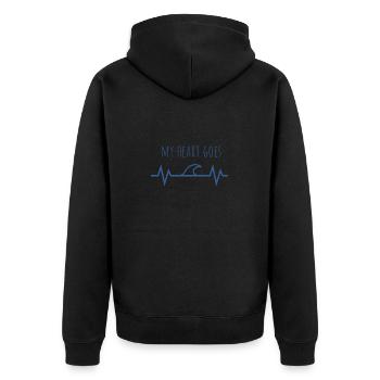 My Heart goes Meer - Unisex Premium Bio Zip Hoodie - Schwarz - Hinten - Nico (187cm)