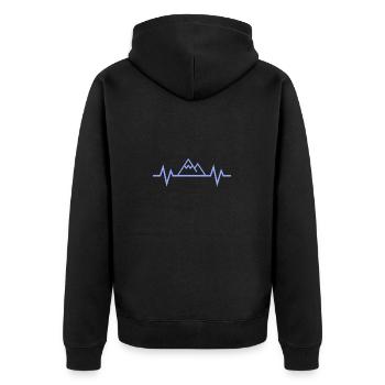 Herzschlag Berg - Unisex Premium Bio Zip Hoodie - Schwarz - Hinten - Nico (187cm)