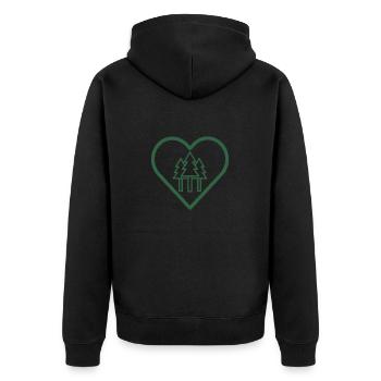 Wald im Herz - Unisex Premium Bio Zip Hoodie - Schwarz - Hinten - Nico (187cm)