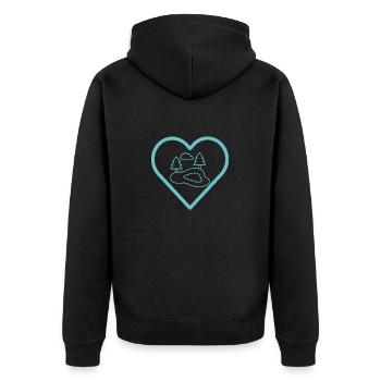 Teich im Herz - Unisex Premium Bio Zip Hoodie - Schwarz - Hinten - Nico (187cm)