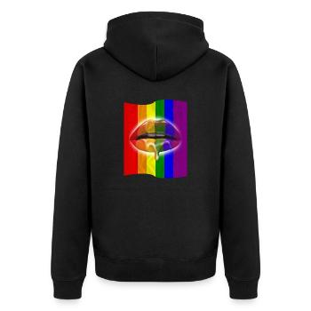 Aufrichtige und wahre LGBT-Liebe - Unisex Premium Bio Zip Hoodie - Schwarz - Hinten - Nico (187cm)