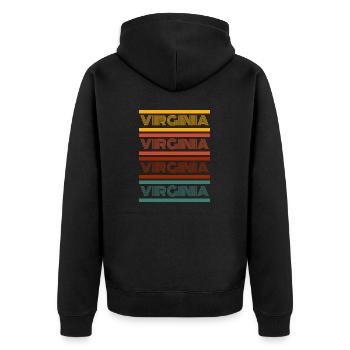 Virginia Text in Different Color Design - Unisex Premium Bio Zip Hoodie - Schwarz - Hinten - Nico (187cm)