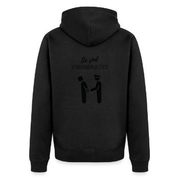 Sie sind verheiratet - Unisex Premium Bio Zip Hoodie - Schwarz - Hinten - Nico (187cm)