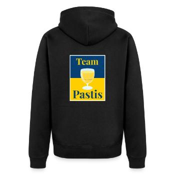 Team Pastis - Pour les amoureux du pastaga! - Veste à capuche bio Premium Unisexe - noir - Dos - Nico (187cm)