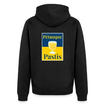 Petanque Pastis - Pour les amoureux du pastaga - Veste à capuche bio Premium Unisexe - noir - Dos - Nico (187cm)