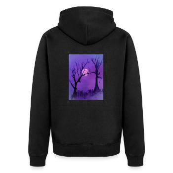 Birds meating at dawn - Unisex Premium Bio Zip Hoodie - Schwarz - Hinten - Nico (187cm)