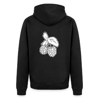 Himbeeren Rote Früchte lustige Geschenkidee Obst - Unisex Premium Bio Zip Hoodie - Schwarz - Hinten - Nico (187cm)