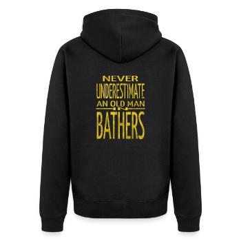 swimmer fishing grandpa sayings sport swimmers - Unisex Premium Bio Zip Hoodie - Schwarz - Hinten - Nico (187cm)