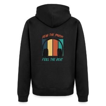 Hear The Music - Unisex Premium Organic Zip Hoodie - black - Back - Nico (187cm)