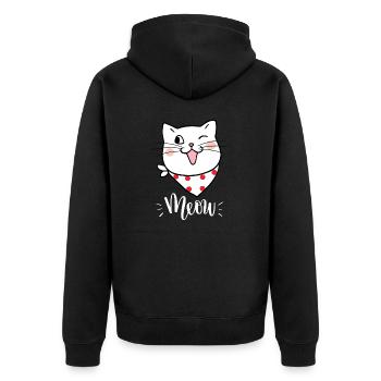 Mignon Kawaii drôle de chat disant miaulement - Veste à capuche bio Premium Unisexe - noir - Dos - Nico (187cm)