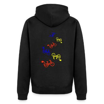 ebike fahrrad Radfahren - Unisex Premium Bio Zip Hoodie - Schwarz - Hinten - Nico (187cm)