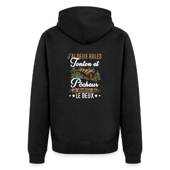 j'ai deux roles tonton et pecheur et je déchire - Veste à capuche bio Premium Unisexe - noir - Dos - Nico (187cm)