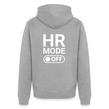 HR Mode OFF - Unisex Premium Organic Zip Hoodie - heather grey - Back - Nico (187cm)