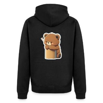 Cute Chibi Bear, Baby Bear - Unisex Premium Organic Zip Hoodie - black - Back - Nico (187cm)