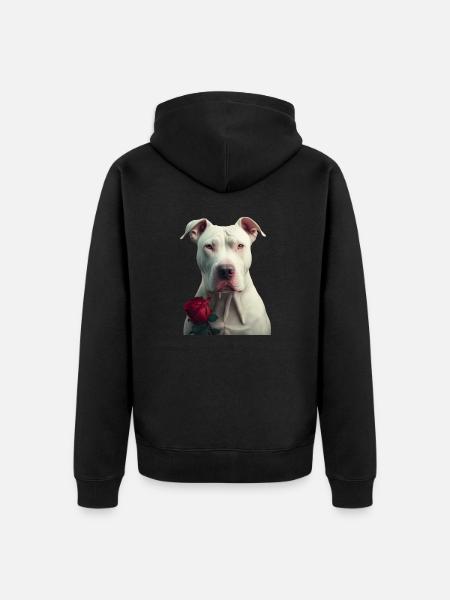 Dogo Argentino Saint-Valentin - Veste à capuche bio Premium Unisexe - noir