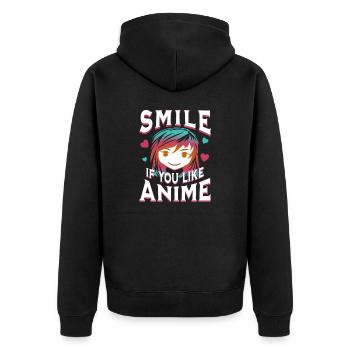 Smile if you like anime - Unisex Premium Organic Zip Hoodie - black - Back - Nico (187cm)