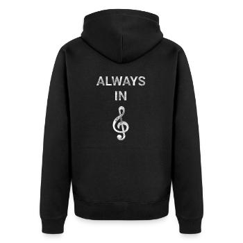 Always In Treble - Unisex Premium Organic Zip Hoodie - black - Back - Nico (187cm)